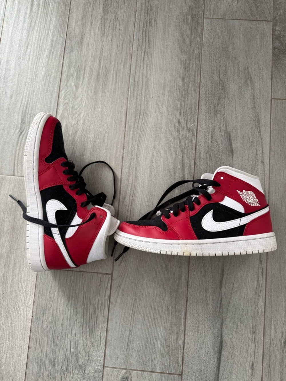 Nike Air Jordan 1 Mid Black Red White Sneakers
